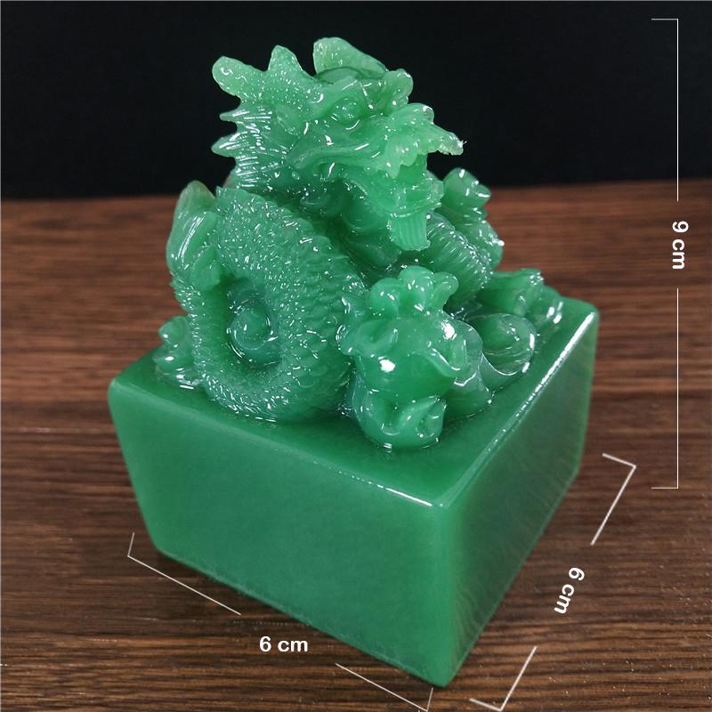 Chinese Dragon Statues Figurine Big Man-made Stone Imperial Jade Seal Crafts Year Zodiac Dragon Sculpture Home Decoration