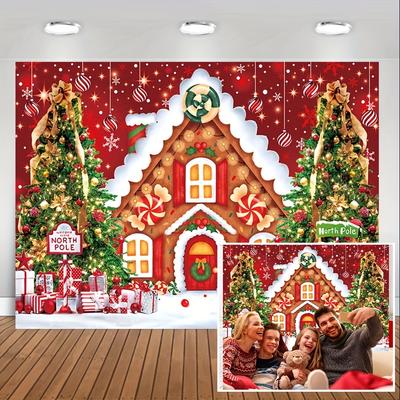 Vánoční večírek pozadí Vánoční perníková chaloupka pozadí Třpytky cookie výměna Candyland Zimní pozadí fotografie sněhové vločky
