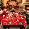 Disposable Christmas Plastic Tablecloth Snowman Tree Print Waterproof Oil Proof for Restaurant Holiday Dinner Decorations