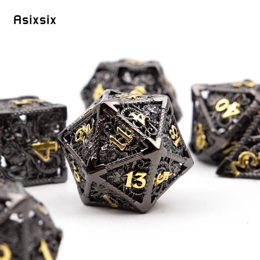 7 ks Black Golden Squid Metal Dice Sada dutých kovových mnohostěnných kostek Vhodné pro RPG stolní karetní hru