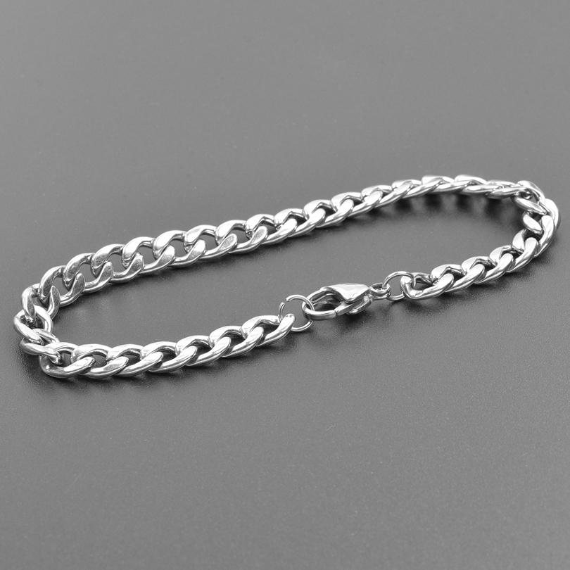 Regenbogen/Silberfarbene Gliederkette Halskette Für Damen Herren Accessoires Edelstahl Halsketten Armbänder Modeschmuck 20-90 cm