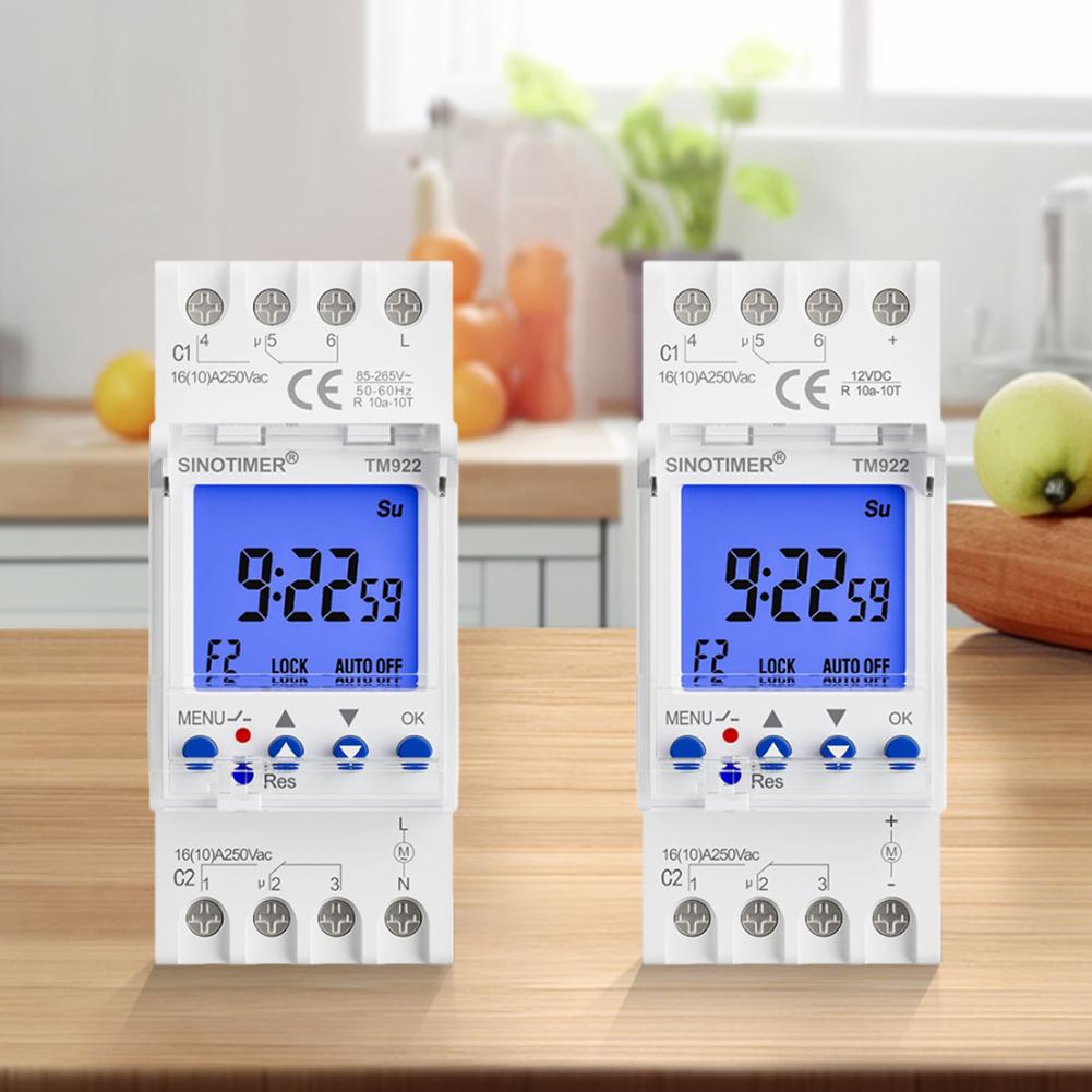 2 Channels Programmable 24Hours Time Clock Seconds Interval Digital Timer Switch Din Rail 7 Days Programmable Time Switch Relay