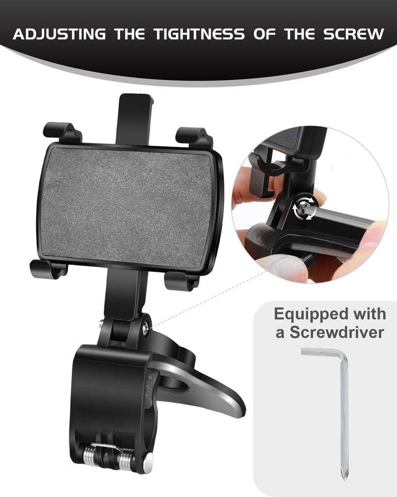 Car Phone Holder for Dashboard 360 Degree Rotation Multifunctional One Hand Operation Clip Design Phone Mount Compatible with 4-7 Inch Smartphones