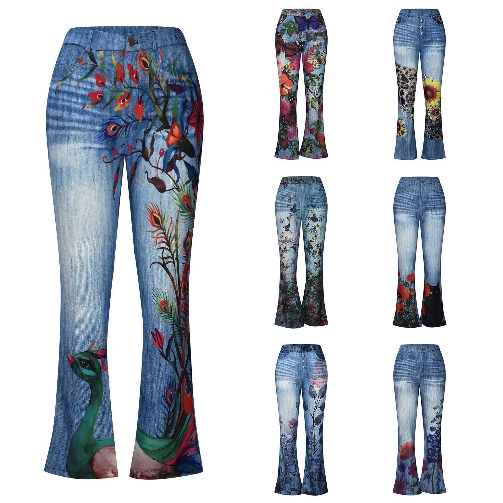 

Женские модные повседневные брюки с принтом Длинные прямые брюки