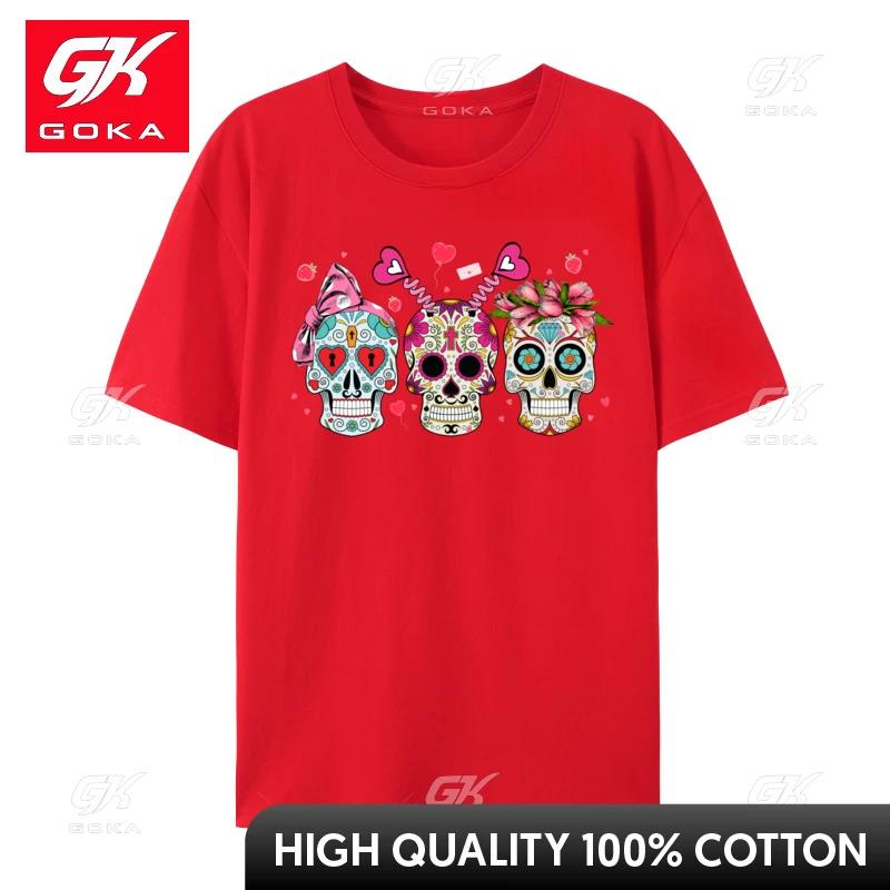 Sugar Skull Lovers Valentines Day Couple Matchings TShirts Cotton TShirts Unisex Top Tees Camisetas Group Dating TShirts