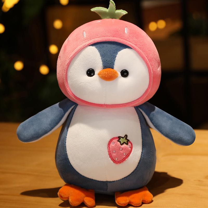Large Fruit Penguin Pillow: Cute Antarctic Plush Toy for Bed, Huggable Sleeping Doll, Birthday Gift for Girls