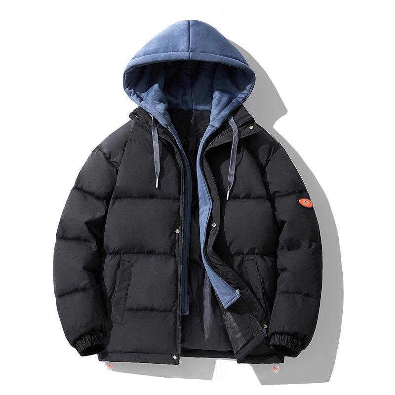 Padded Coat Couple Men's Casual Loose Trend Versatile Cotton Clothes Fake Two-piece Coat Thickened Hooded
