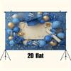 2D planar 1-piece graduation backdrop - navy blue and gold party decorations, polyester fabric banner