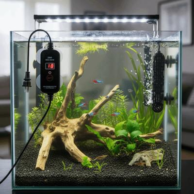 15-34°C Fish Tank Heating Rod Adjustable Temperature Control Aquarium Submersible Heater LCD Display Water Heating Device