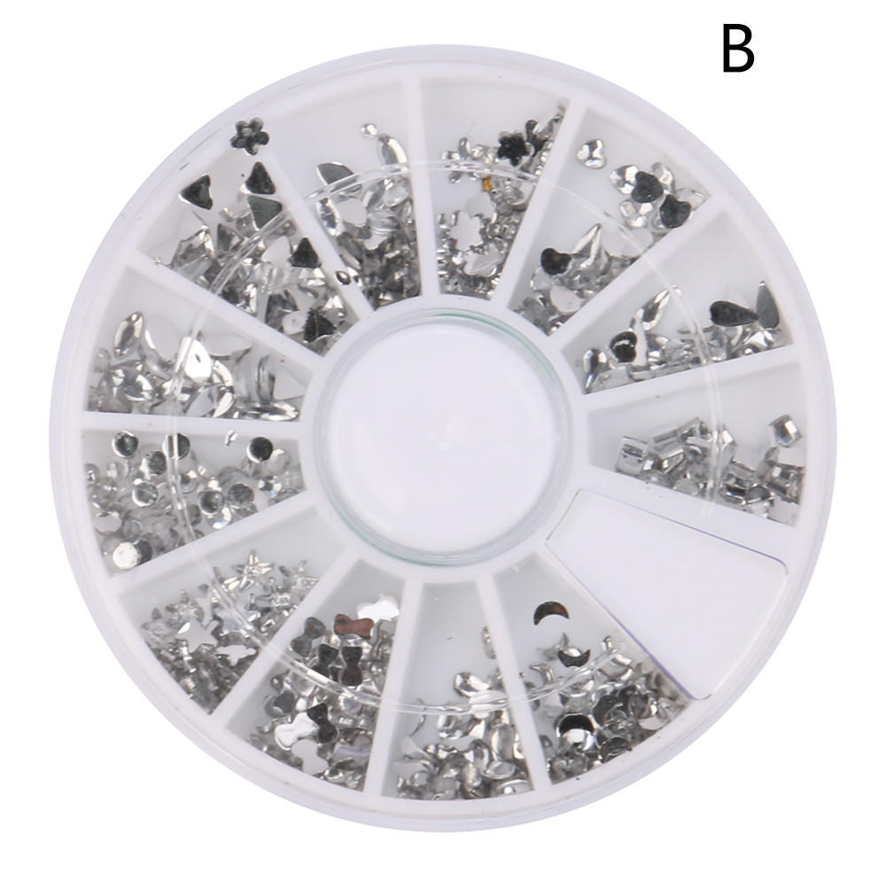 1 Box Colour Steel Bead 3D Round Nail Studs Nail Rhinestone  Decoration