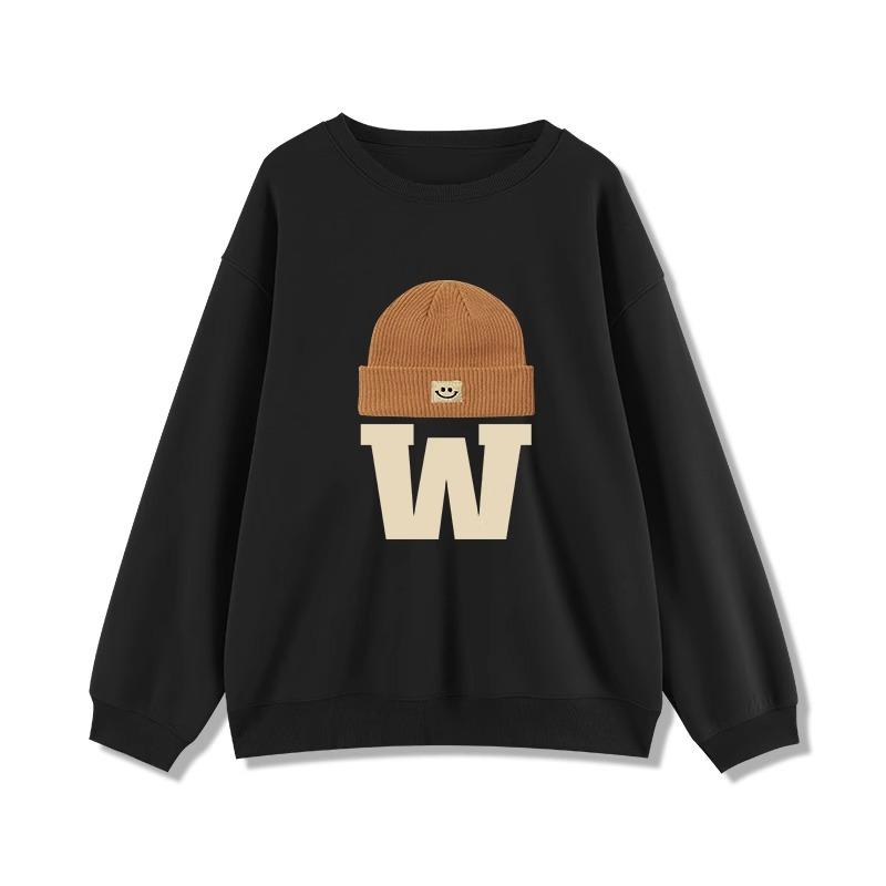 Outono e inverno gola redonda plus size solto feminino casais usam pulôver de manga comprida acolchoado