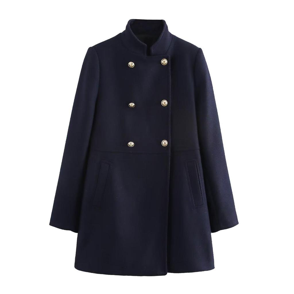 2024 Autumn Women's European & American Style Double-Breasted Overcoat Jacket