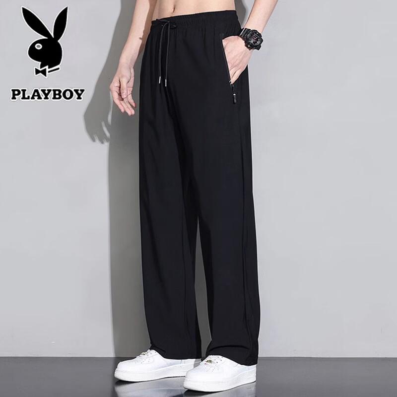 PLAYBOY Men s Summer Ice-Cool Quick-Dry Sports Pants 5XL чёрный