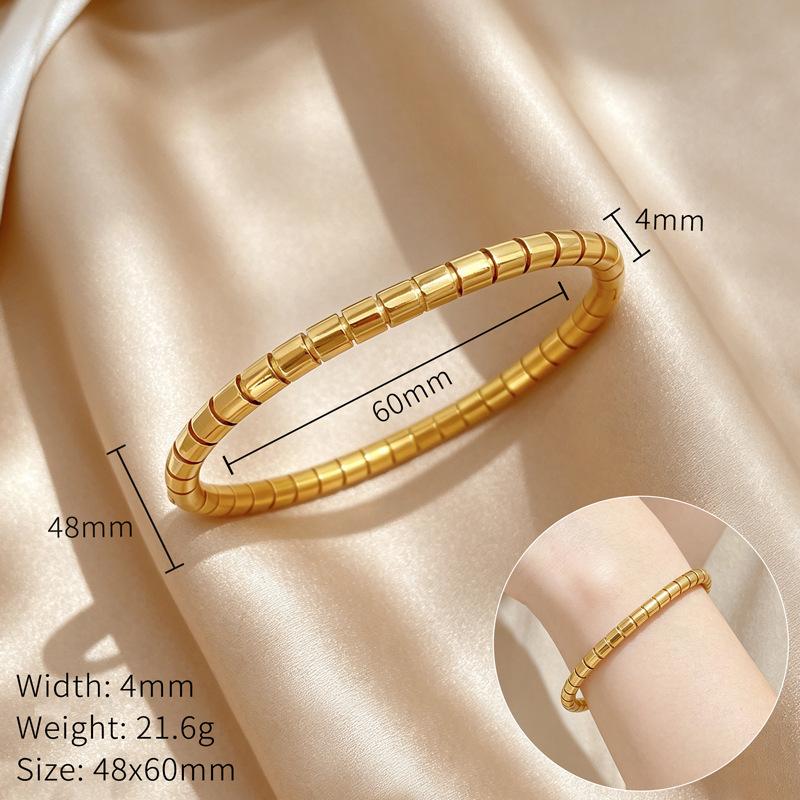 

Stainless Steel Bangle for Women Simple 18K Gold Plated Bamboo Can Open Bangles Jewelry Accessories Gifts for Friends Lover