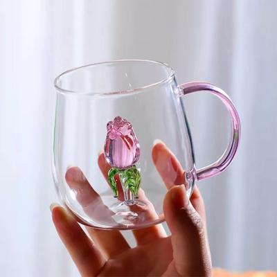 3D Kreative Gläser Transparente Tassen mit Henkel Kaffeetasse Niedliche Wasserflaschen Hitzebeständig Milchschale Beste Festivalgeschenke