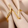 Simple Shiny Zircon Geometric Rings for Women Stainless Steel Ring Opening Gold Plated Wedding Finger Ring Jewelry Party Gifts