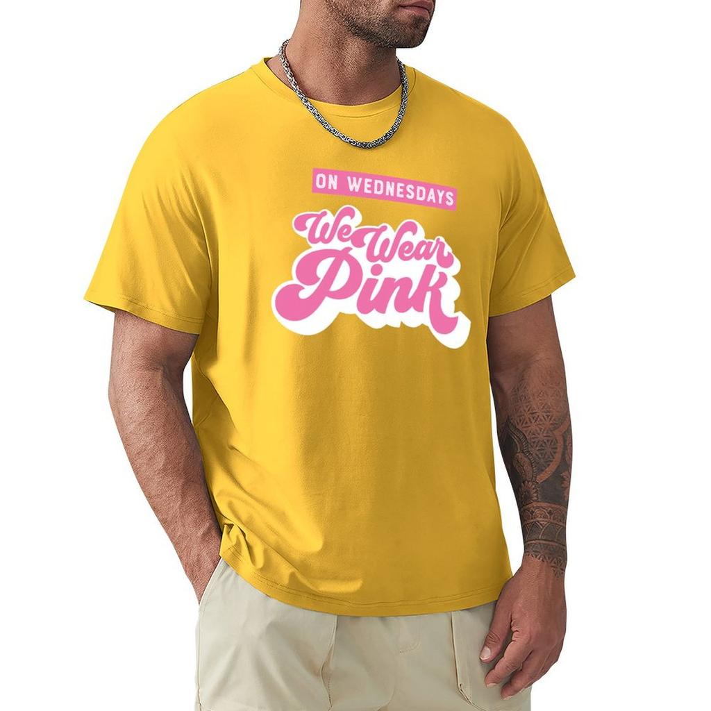 On Wednesdays We Wear Pink T-Shirt Graphic T Shirts Cotton Graphic Tees Plus Size Men Clothing