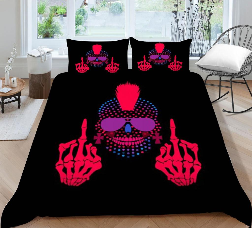 Home Bed Set Skull Print Pillowcase Bedspreads Soft Duvet Cover Queen King Size Teen Boy Girl 3D Soft Quilt Cover