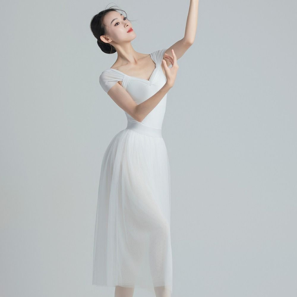 Maillots de Ballet en Maille pour Femmes Bodysuit de Yoga Élastique Mode Tenue de Danseuse Ballerine Patinage
