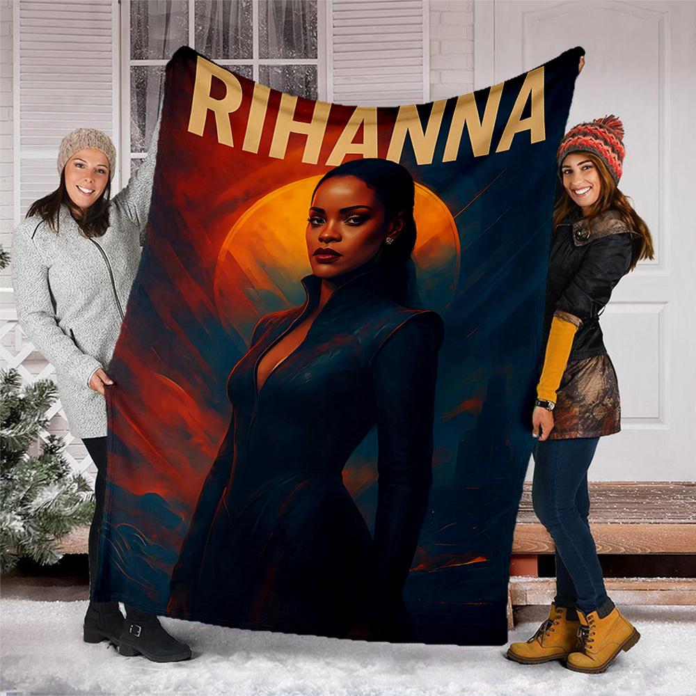 1 pezzo Coperta in Flanella Rihanna da Esterno per Ragazze Morbida, Leggera, Perfetta per il Campeggio e come Regalo, Digitale