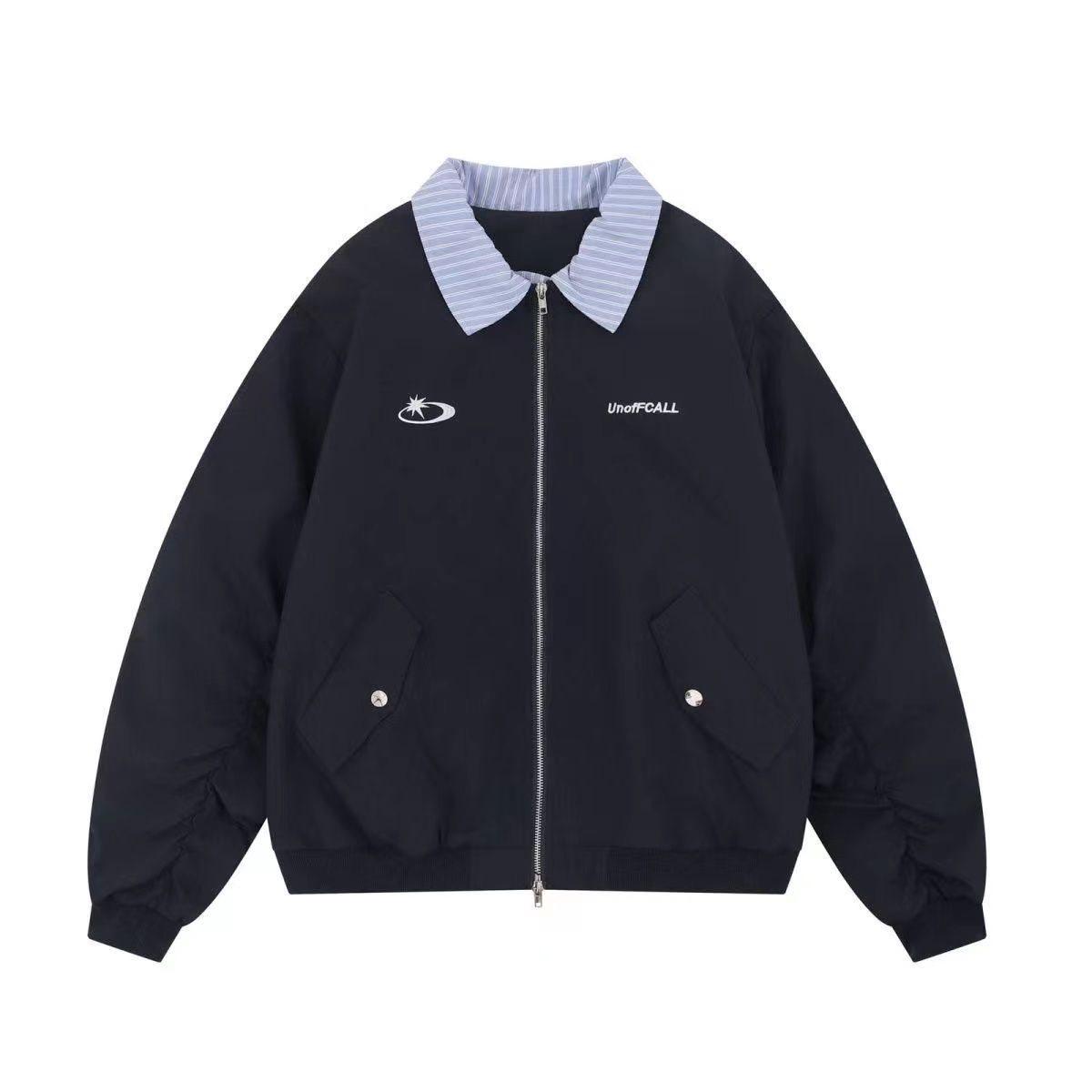 

Американская ретро пэчворк полосатая куртка в стиле преппи с отложным воротником M Recommended for 80-95