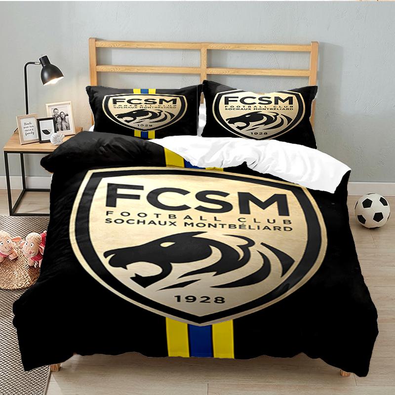 3PCS Fcsm Football Club Emblem Bedding set,Ideal for1pc Duvet Cover And 2pcs Pillowcases Perfect for Christmas gift,Ideal for Bedroom, Dormitory