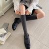 Korean Style Ribbed Grey Knee-High Slouch Socks for Women - 2025 Autumn Collection