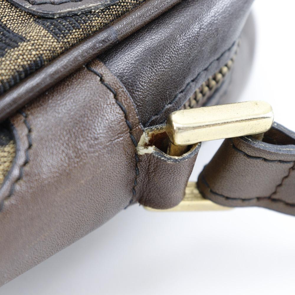 FENDI Zucca Shoulder Bag Brown canvas unisex Used