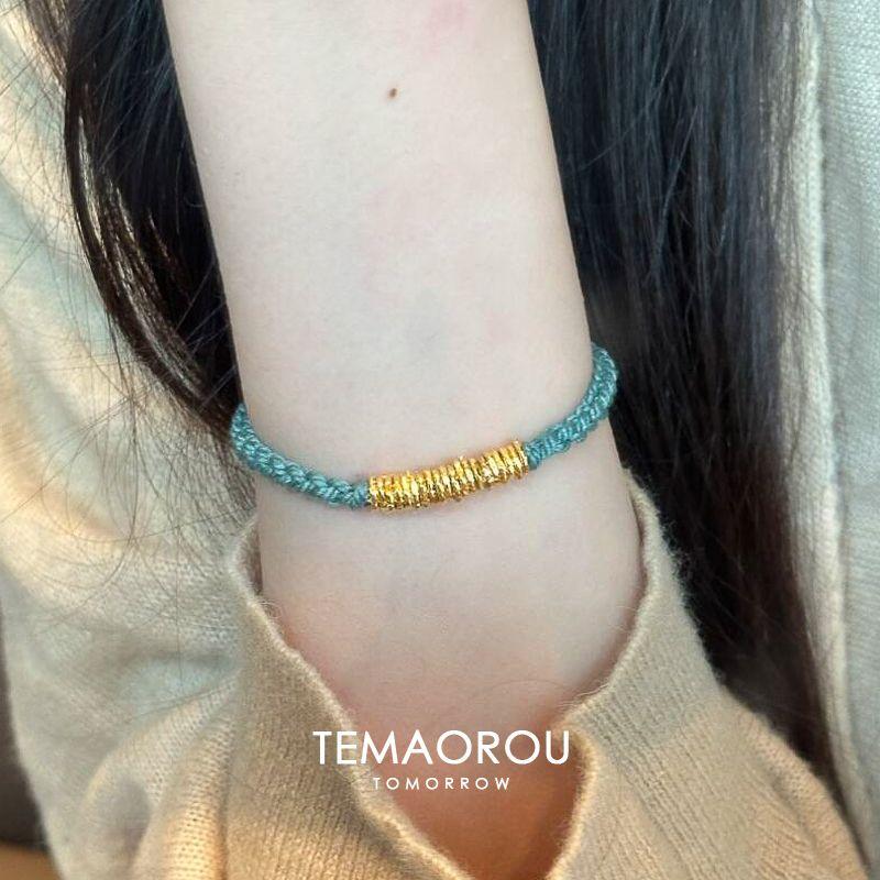 

Плетеный браслет-резинка Рубин Вода Озеро Голубой Аллювиальное Золото Гибкое Кольцо Ремешок для Ношения Женский Новый Китайский Ретро Полуфабрикаты Браслет-Манжета Аксессуары Water lake blue swivel bracelet single