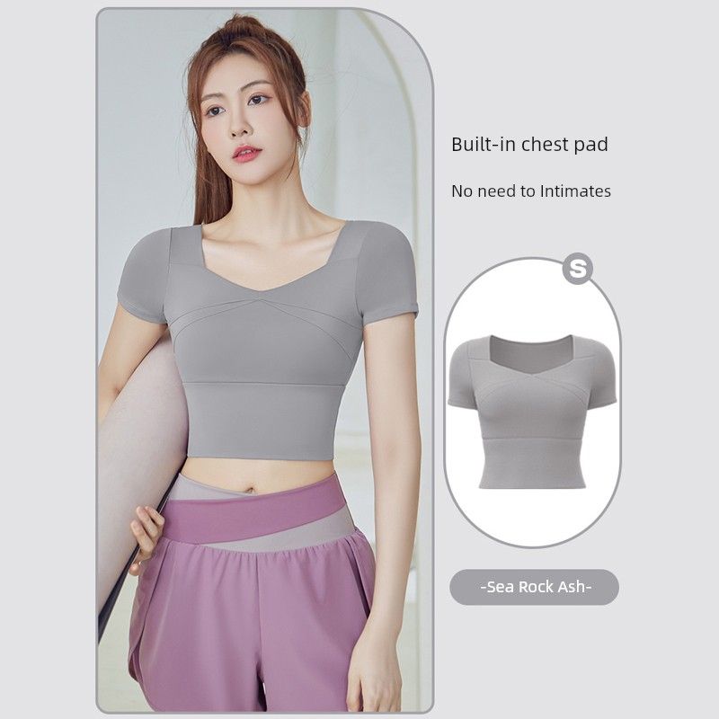 

Костюм для йоги Женский Летний 2025 Новое поступление Мода Утренняя пробежка Спорт Пояс Нагрудные подушечки Быстросохнущая одежда Бег Фитнес С коротким рукавом Sea rock ash M