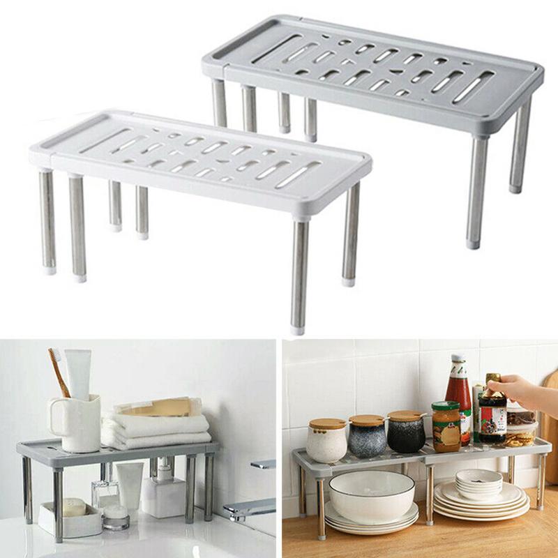 Adjustable Organiser Shelf Storage Cupboard Pantry Stand Support Rack Kitchen