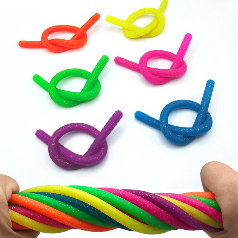 Speelgoed 5 STuks Grote Rekbare Touwen Sensorisch Gestructureerde Glanzende Fidget Noodles Stressverlichting Cadeaus Feestartikelen voor Tieners Jongens Meisjes