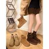 Braune Retro-Schneestiefel für Damen, dicksohlig, flauschig, Winter, warm, Außen, Birkenstock Baumwollschuhe
