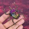 Rainbow Solar Quartz Druzy Pendant Beetle Pendant Copper Wire Wrapped Jewelry
