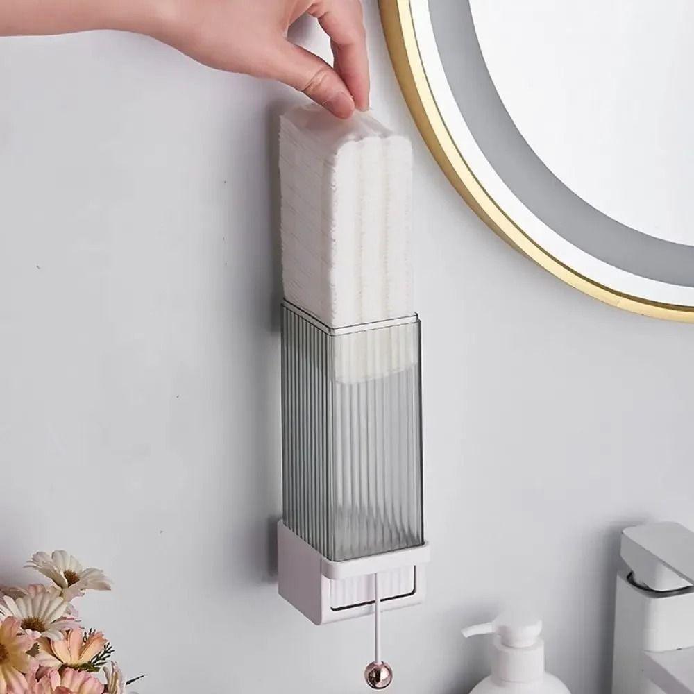 Wall-mounted Makeup Cotton Storage Box Easy Installation Cotton Swabs Holder Office