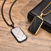 Stylish Dog Tag Necklaces for Men Boys,Stainless Steel Square Pendant Necklace,Punk Jewelry Father Gifts