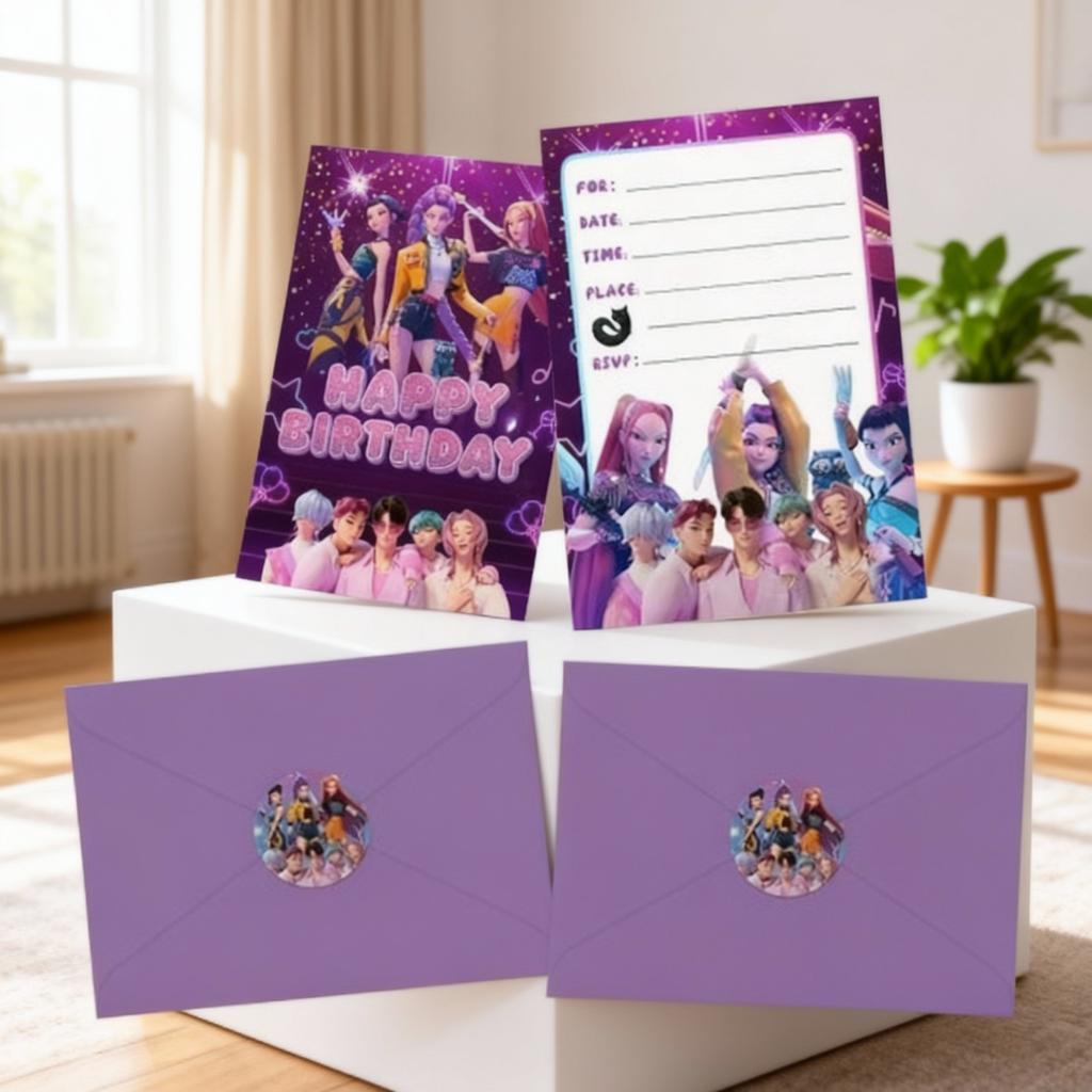 KPop Dämonenjäger Party Einladungskarte Anime Kinder Geburtstag Grußkarte Einseitige Einladungskarte Partydekoration