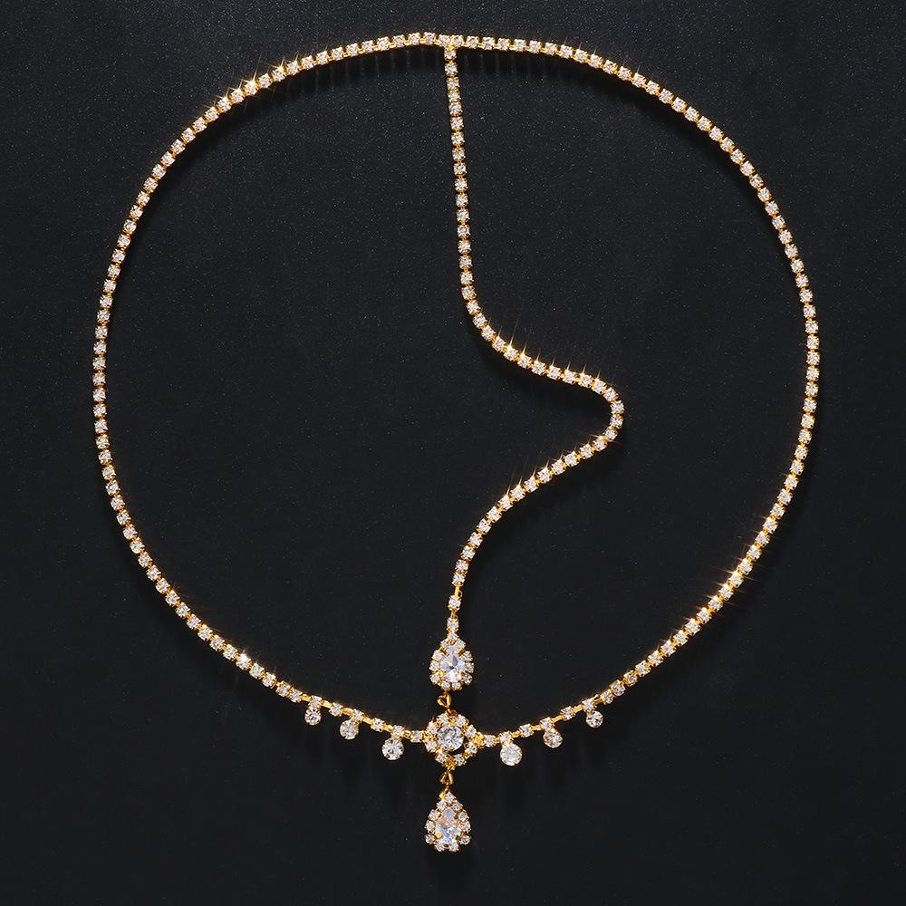 Vintage Trend Rhinestone Head Chain Forehead Headband Indian African Bohemian Hair Accesories Crystal Fringe Tiara Headdress