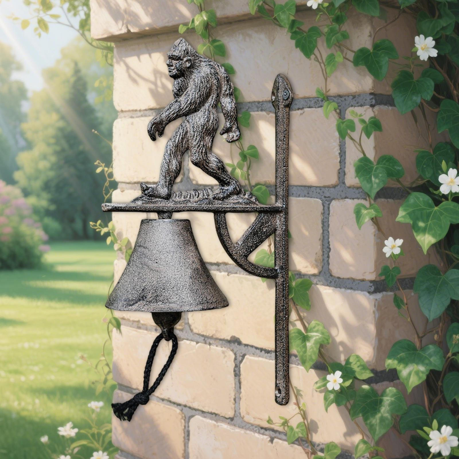 

Doorbell Ornament Hanging Bell with Rope Wall Decoration Manually Shaking Garden Entry Decor