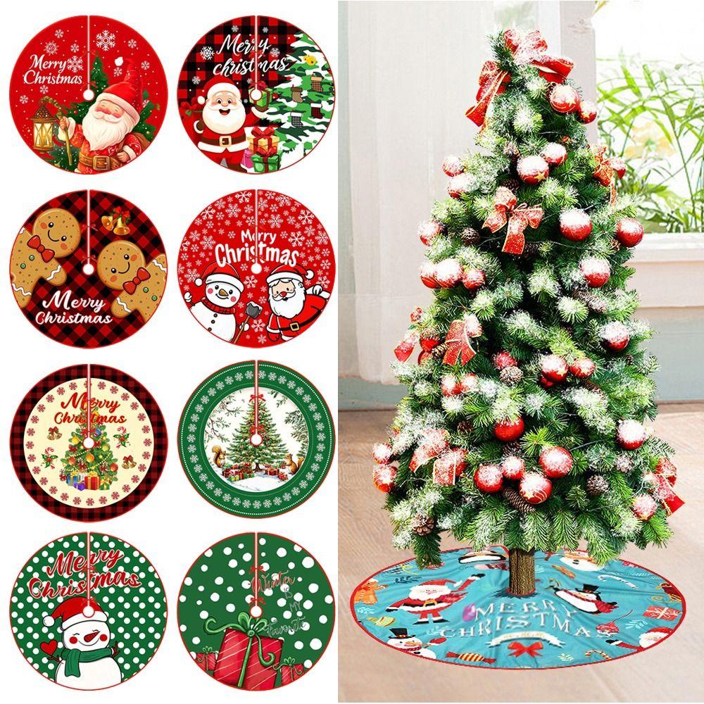 Snowflake Print Christmas Tree Skirt Santa Claus Printed Christmas Decoration  Home Holiday