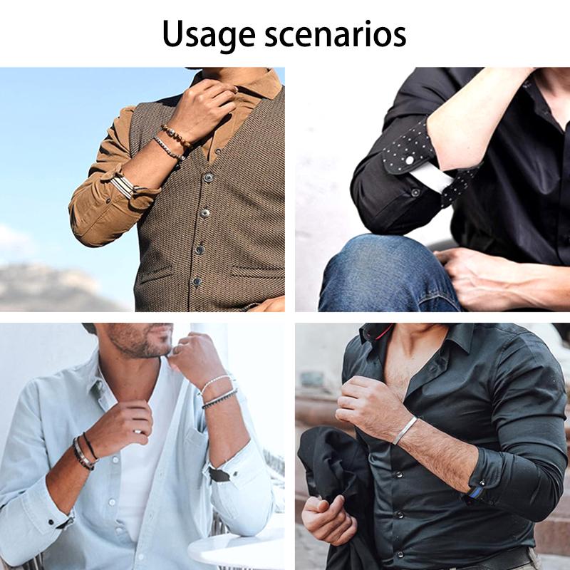 2Pcs Women Men Shirt Suit Cuff Holders Elastic Adjustable Armband Shirt Sleeve Holder Cufflinks Arm Cuffs Bands Extension Button