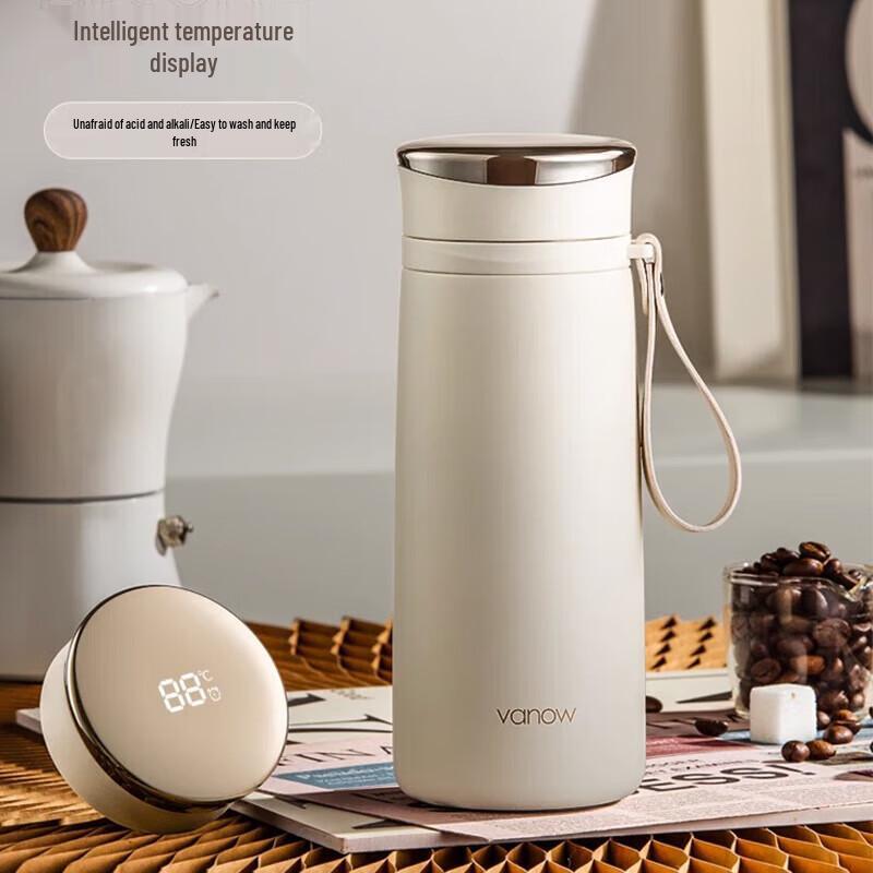 Vanow 460ml Smart Temp Display Ceramic Lined Thermos with Tea Infuser