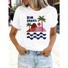 RIO BRASIL Offers A South Vacation Vibe with Its Women'S Round-Neck Spring and Summer T-Shirt Featuring Palm Trees, Sugarloaf Mountain,