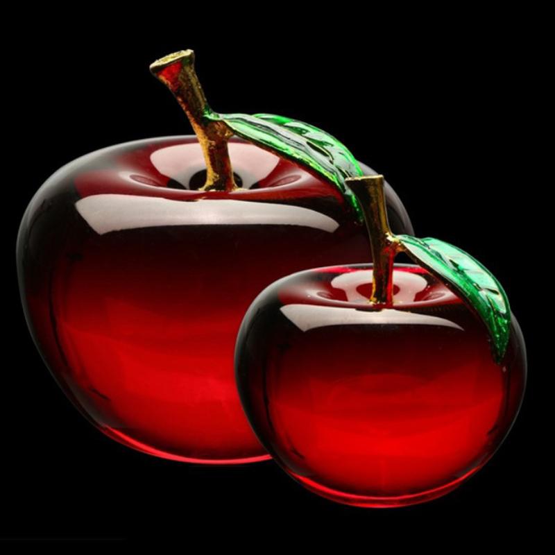 50/60Mm Glaze K9 Apple Crafts Glass Paperweight Home Desktop Decor