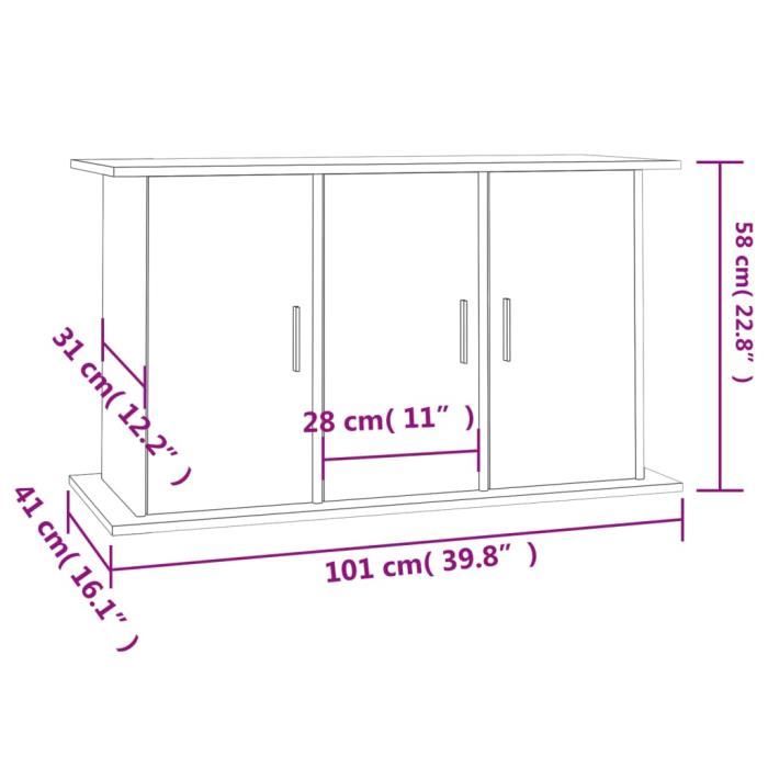 VidaXL Support d'aquarium chêne marron 101x41x58 cm bois d'ingénierie 833638