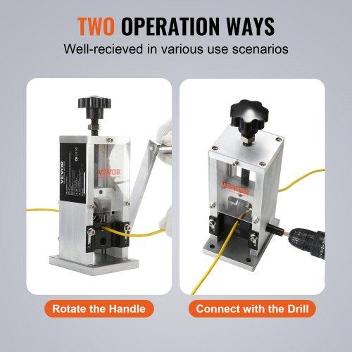 VEVOR Manual Wire Stripping Machine, 1.5 mm-30 mm Copper Stripper with Hand Crank or Drill Powered, Visible Stripping Depth Reference