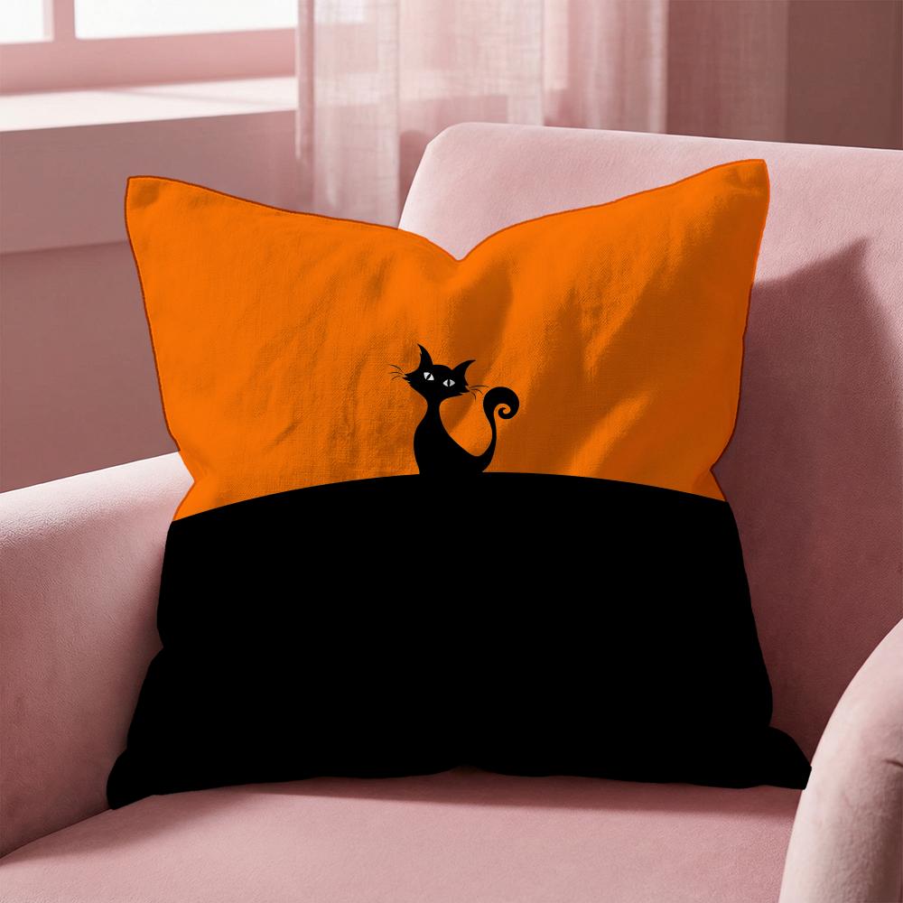 Funny black cat Cushion Cover Multi-Scene Pillow Cover for Home & Car - Reversible, Soft & Durable for Daily Use