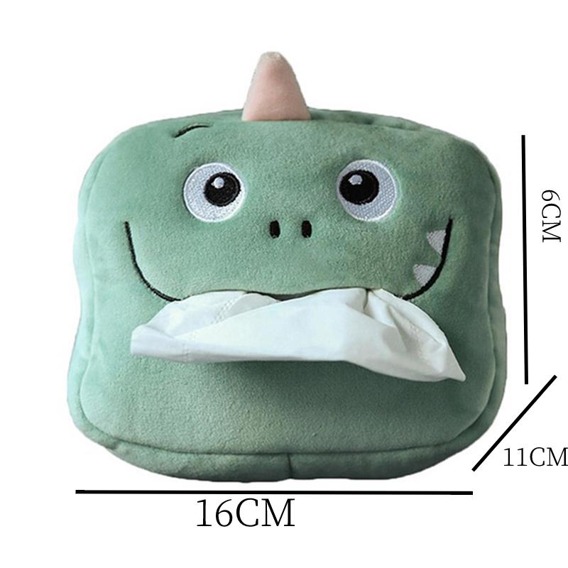 Green Dinosaur Tissue Box Cute Plush Removable Tissue Boxes Universal Auto Home Room Paper Case Animal Decoration Bracket
