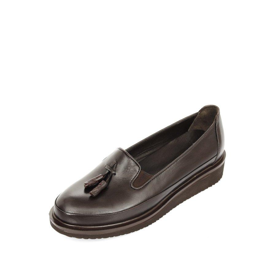 Damen-Freizeitschuhe aus echtem Leder mit Keilabsatz und Mokassins