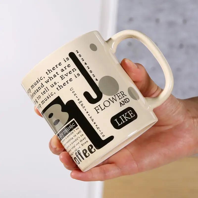 

Alphabet Mug Creative Ceramic Breakfast Creative Retro Personality Water Cup Office Tea Coffee Cups Home Birthday Gift Drinkware 420ml